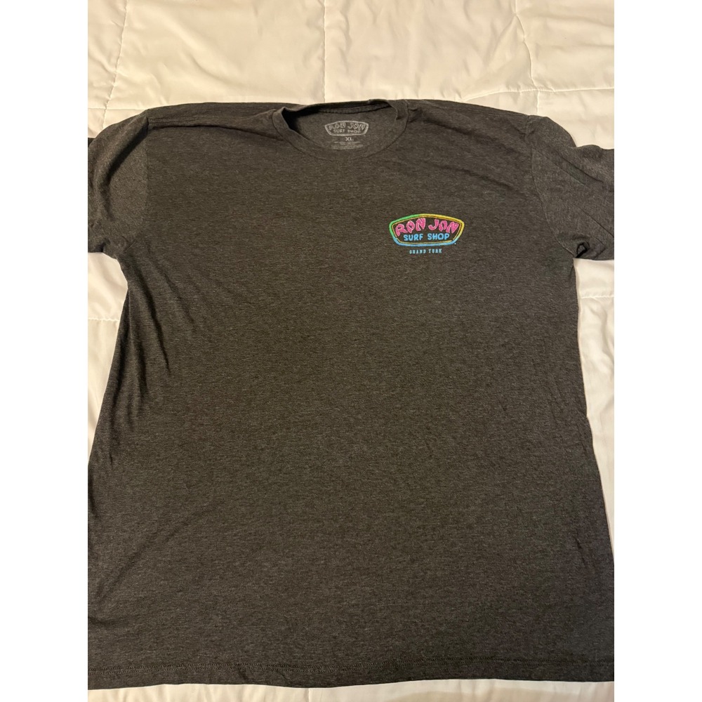 Ron Jon Surf Shop Grand Turk T-Shirt Mens XL Charcoal Grey Neon Graphic Tee